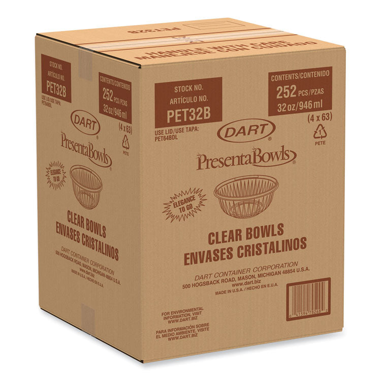 PresentaBowls Clear Bowls, 32 oz, Plastic, 63/Bag, 252/Carton 2