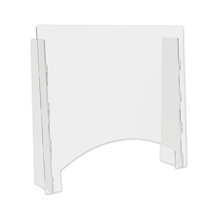 Counter Top Barrier With Pass Thru, 27" X 6" X 23.75", Polycarbonate, Clear, 2/carton 1