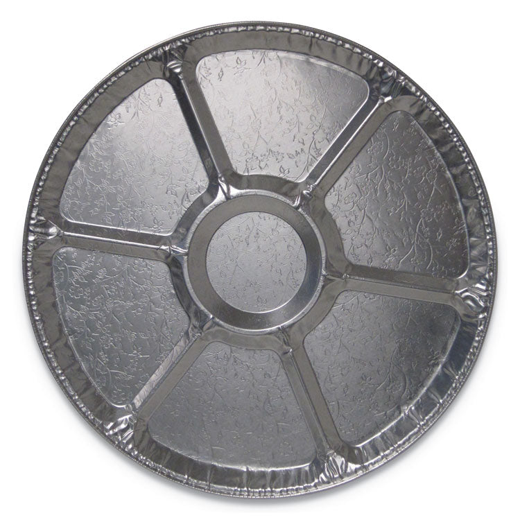 Aluminum Cater Trays, 7 Compartment Lazy Susan, 16" Diameter X 0.81"h, Silver, 50/carton 1