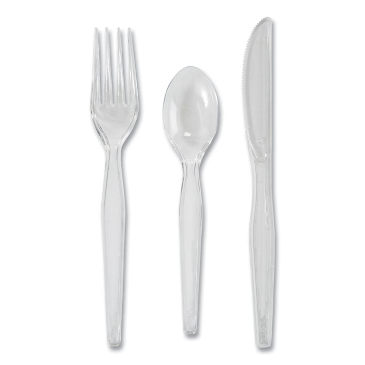 Heavyweight Polystyrene Cutlery, Clear, Knives/spoons/forks, 180/pack, 10 Packs/carton 2