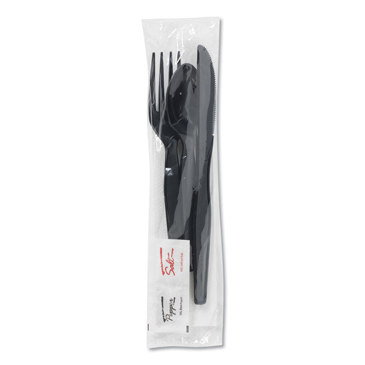 Wrapped Tableware/napkin Packets, Fork/knife/spoon/napkin, Black, 250/carton 1