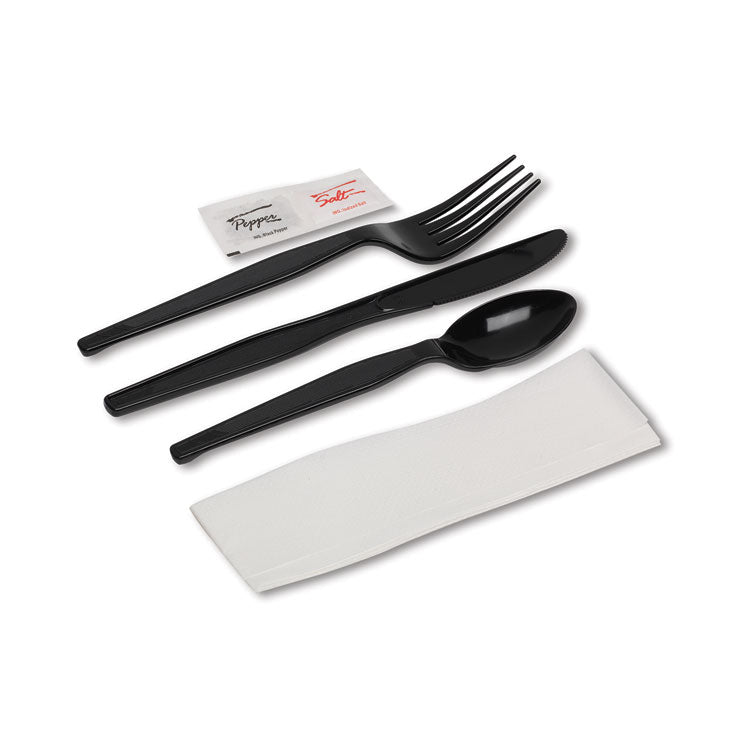 Wrapped Tableware/napkin Packets, Fork/knife/spoon/napkin, Black, 250/carton 2