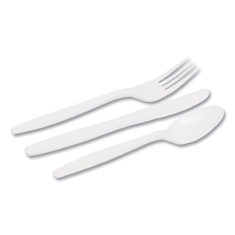 Combo Pack, Tray With White Plastic Utensils, 56 Forks, 56 Knives, 56 Spoons, 6 Packs 2