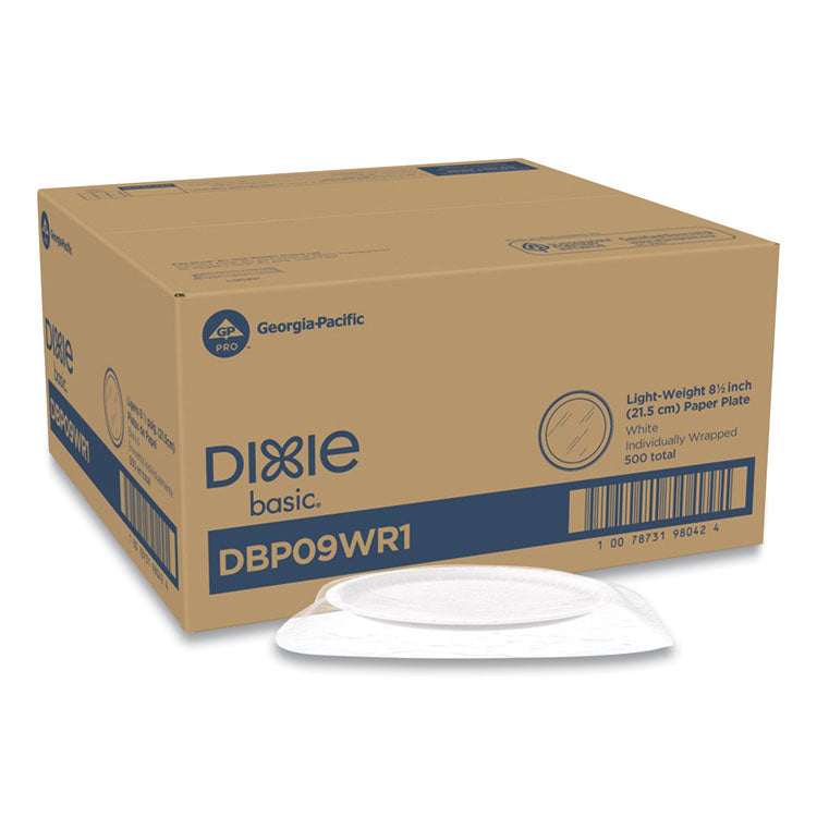 White Paper Plates, 8.5" Dia, Individually Wrapped, White, 500/carton 1