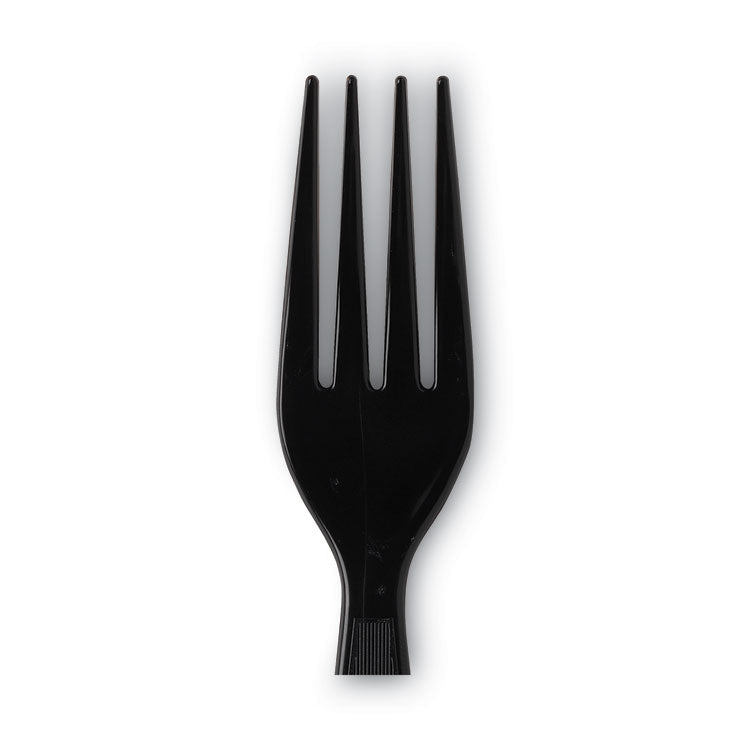 Individually Wrapped Heavyweight Forks, Polystyrene, Black, 1,000/carton 3