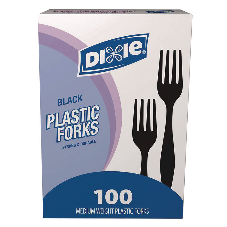 Plastic Cutlery, Heavy Mediumweight Forks, Black, 1,000/carton 1