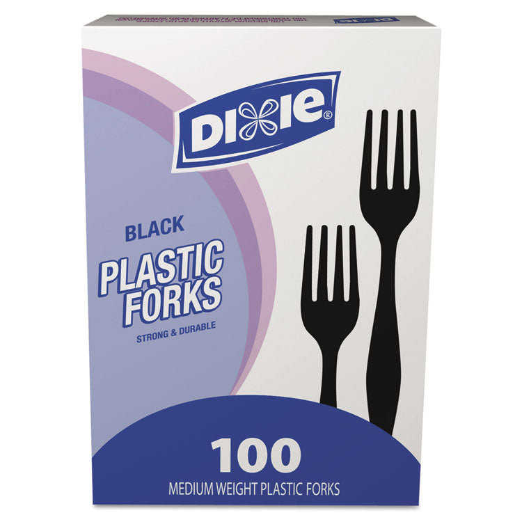 Plastic Cutlery, Heavy Mediumweight Forks, Black, 1,000/carton 2