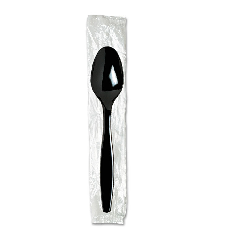 Individually Wrapped Heavyweight Teaspoons, Polystyrene, Black 1,000/carton 1