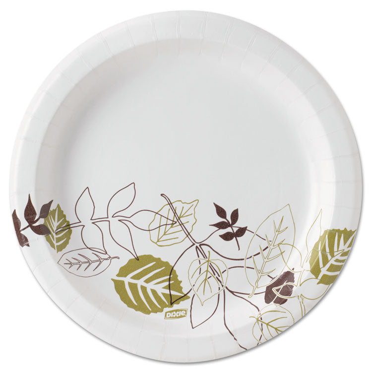 Pathways Soak-Proof Shield Mediumweight Paper Plates, 8.5" dia, Green/Burgundy, 1,000/Carton 1