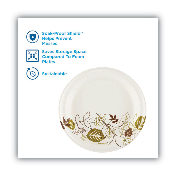 Pathways Soak-Proof Shield Mediumweight Paper Plates, 8.5" dia, Green/Burgundy, 1,000/Carton 4