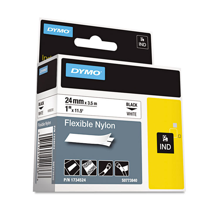 Rhino Flexible Nylon Industrial Label Tape, 1" X 11.5 Ft, White/black Print 2