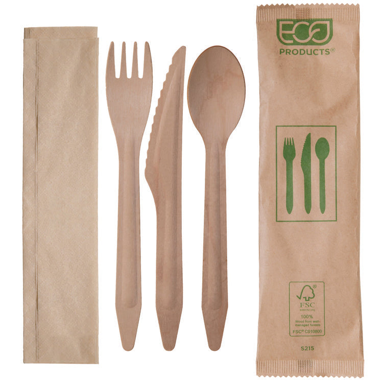 Wood Cutlery, Fork/Knife/Spoon/Napkin, Natural, 500/Carton 1