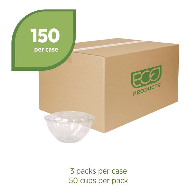 Renewable and Compostable Salad Bowls with Lids, 32 oz, Clear, Plastic, 50/Pack, 3 Packs/Carton 2