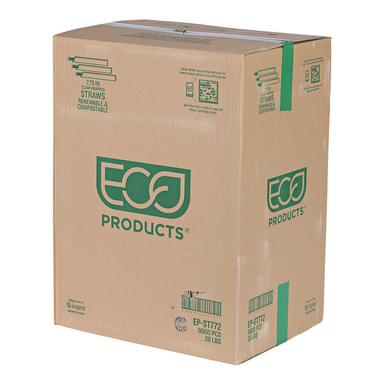 Wrapped Straw, 7.75", Green, Plastic, 9,600/Carton 2