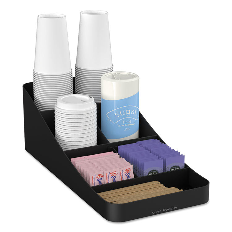 Trove Seven-Compartment Coffee Condiment Organizer, 7.75 x 16 x 5.25, Black 1