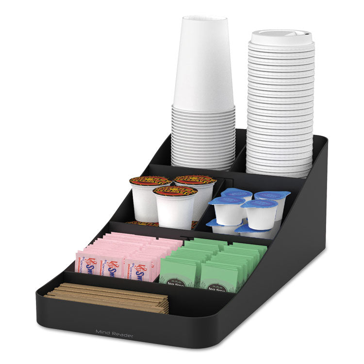 Trove Seven-Compartment Coffee Condiment Organizer, 7.75 x 16 x 5.25, Black 2