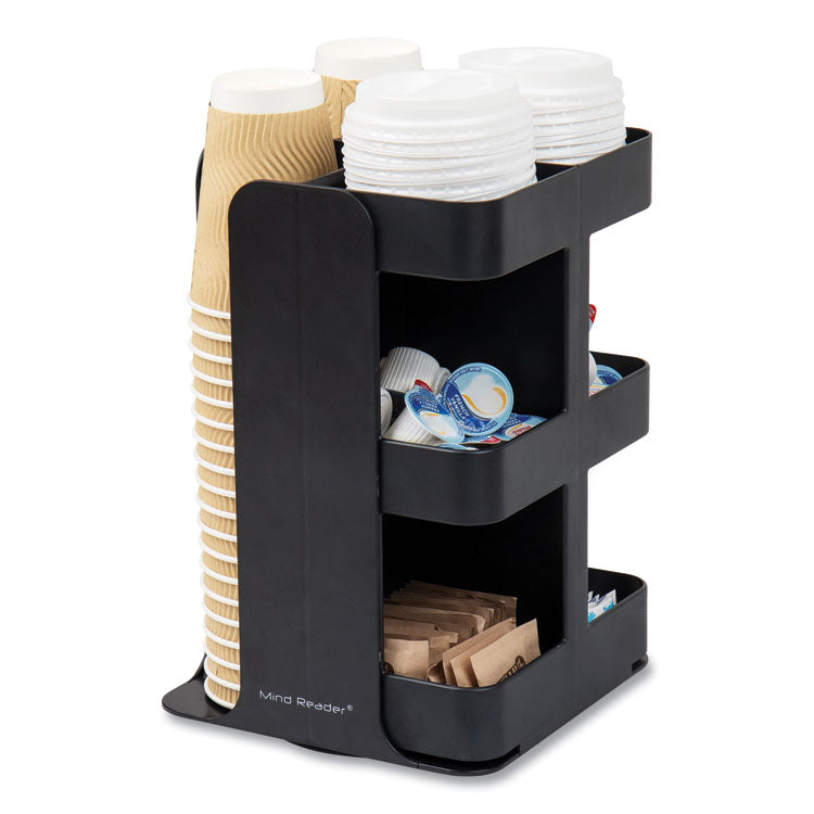 Anchor Collection 8-Compartment Coffee Cup, Lid, and Condiment Carousel Countertop Organizer, 8 x 8 x 12, Black 2