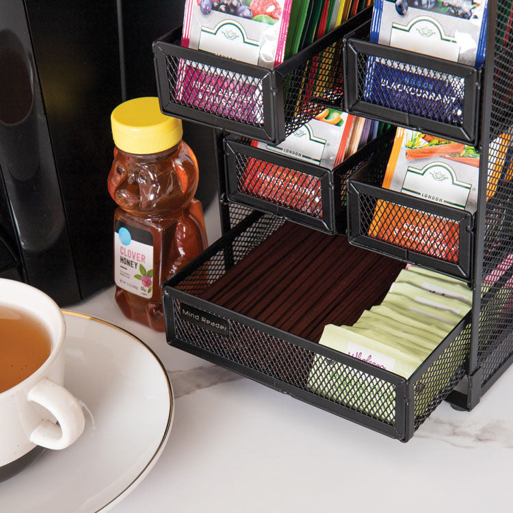 Network Collection 5-Compartment Tea Countertop Organizer, 6.75 x 7 x 10, Black 2