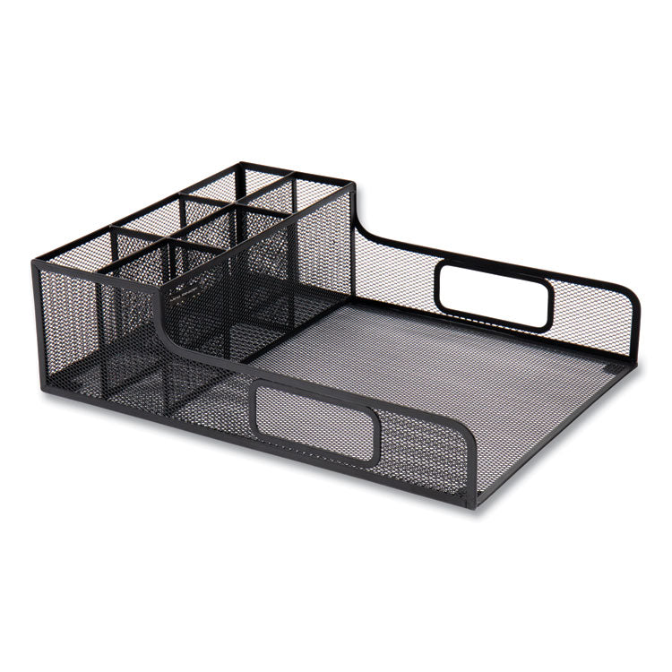 Network Collection Utensil, Napkin and Plate Countertop Organizer, 11.5 x 14.75 x 5.5, Metal, Black 1