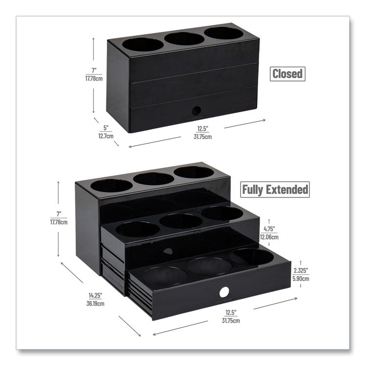 Mind Reader Foundation Collection 9-Compartment Nested Syrup Countertop Bottle Organizer, 12.5 x 5 x 7, Black 2