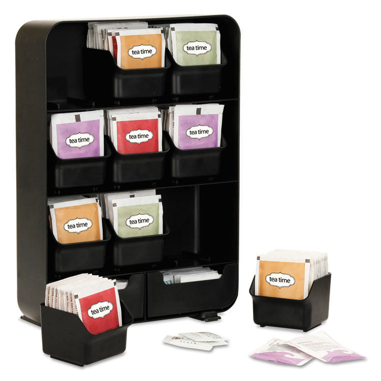 Baggy Nine-Drawer Tea Bag and Accessory Holder, 10.24 x 4.33 x 13.11, Black 1