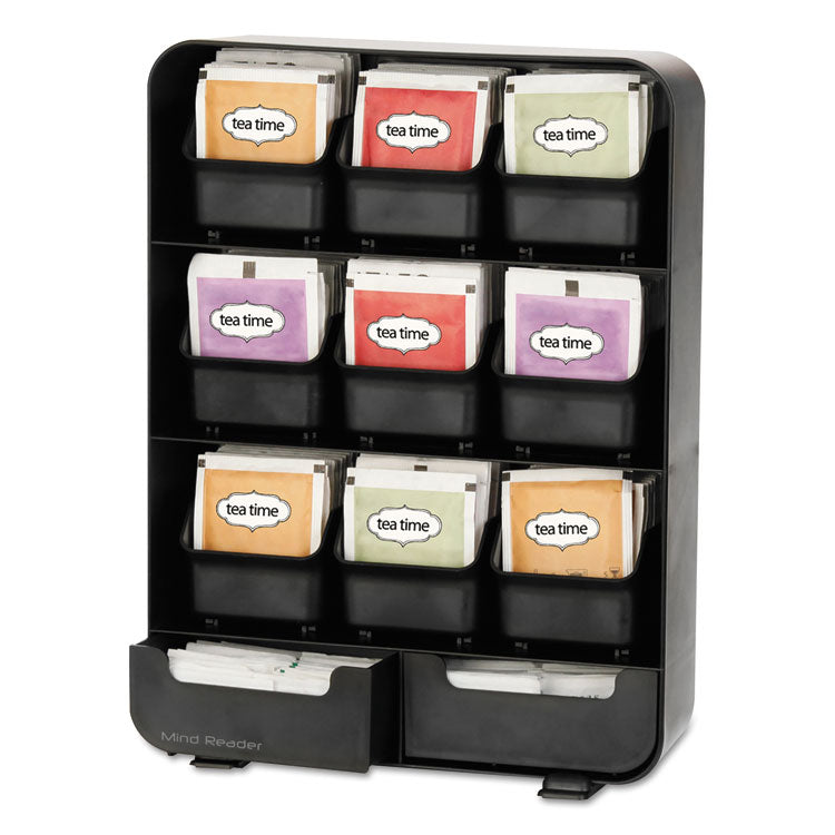 Baggy Nine-Drawer Tea Bag and Accessory Holder, 10.24 x 4.33 x 13.11, Black 2