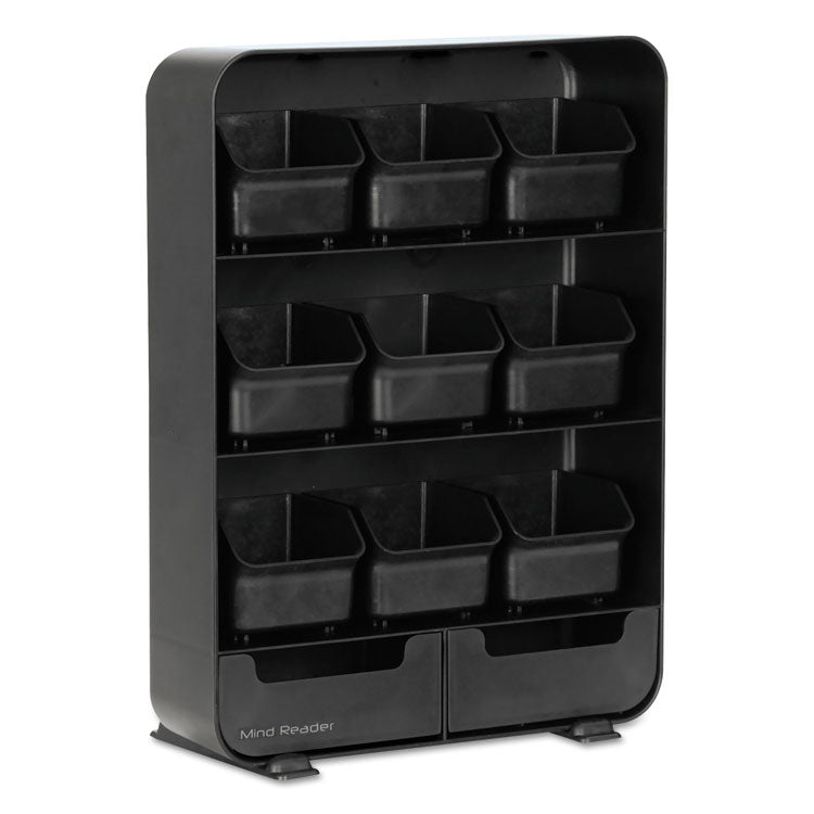 Baggy Nine-Drawer Tea Bag and Accessory Holder, 10.24 x 4.33 x 13.11, Black 4