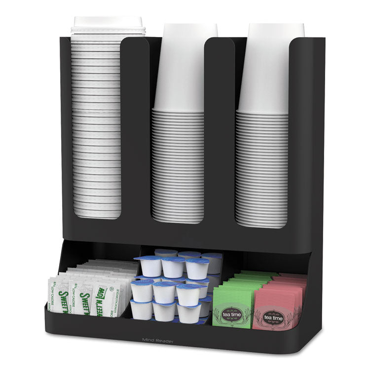 Flume Six-Section Upright Coffee Condiment/Cup Organizer, 11.5 x 6.5 x 15, Black 4