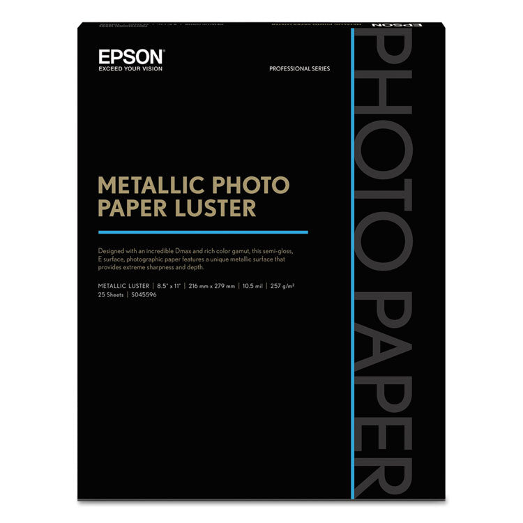 Professional Media Metallic Luster Photo Paper, 10.5 Mil, 8.5 X 11, White, 25/pack 1