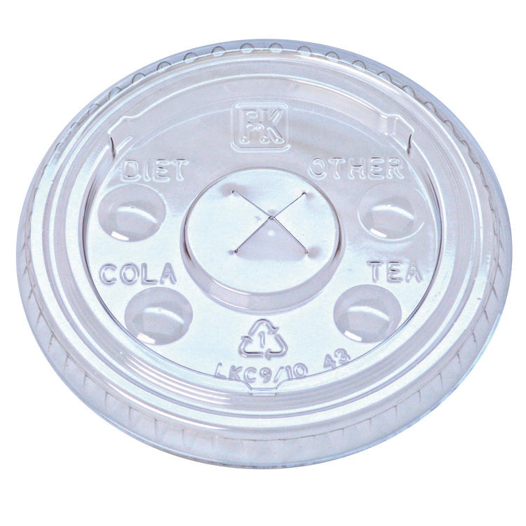 Kal-Clear/Nexclear Drink Cup Lids, Flat Lid w/X-Style Straw Slot and Flavor Buttons, Fits 9-10 oz Cold Cups, Clear, 2,500/CT 1