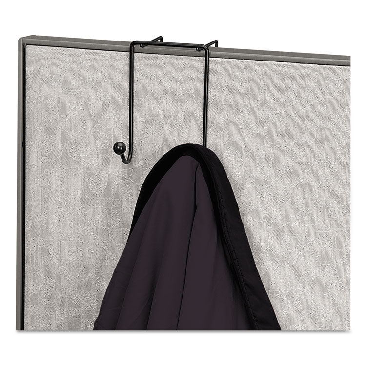 Partition Additions Wire Double-Garment Hook, 4 x 5.13 x 6, Over-the Panel Mount,  Black 2