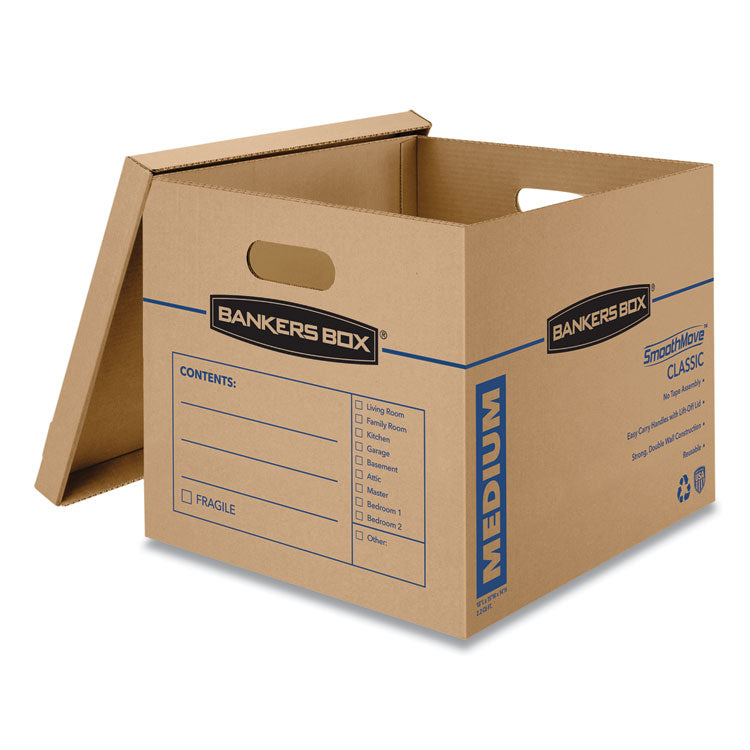 SmoothMove Classic Moving/Storage Boxes, Half Slotted Container (HSC), Medium, 15" x 18" x 14", Brown/Blue, 8/Carton 2