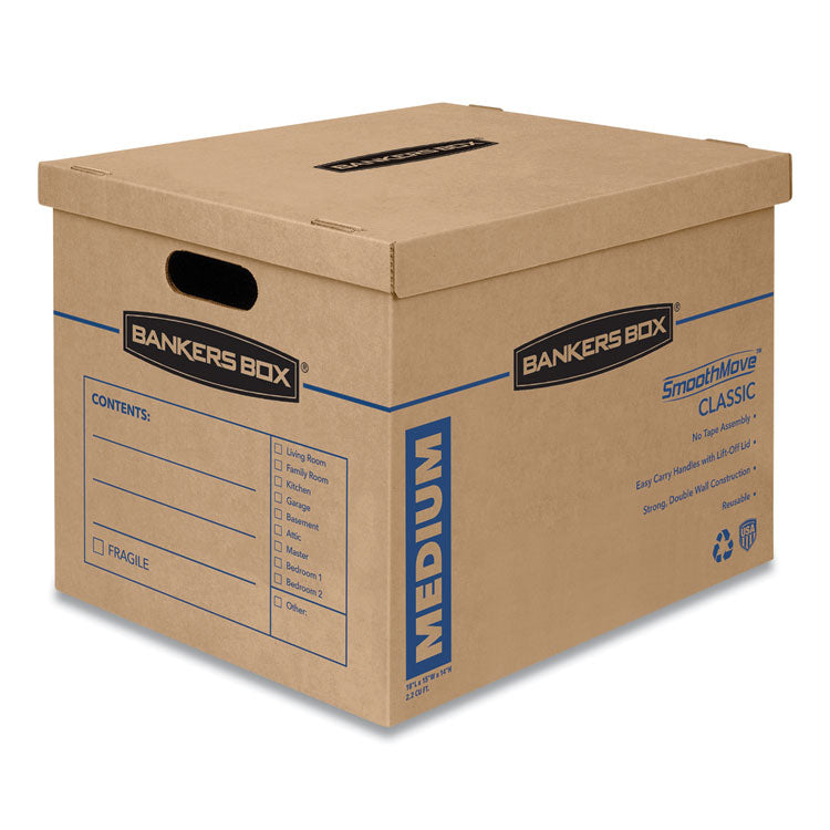 SmoothMove Classic Moving/Storage Boxes, Half Slotted Container (HSC), Medium, 15" x 18" x 14", Brown/Blue, 8/Carton 1