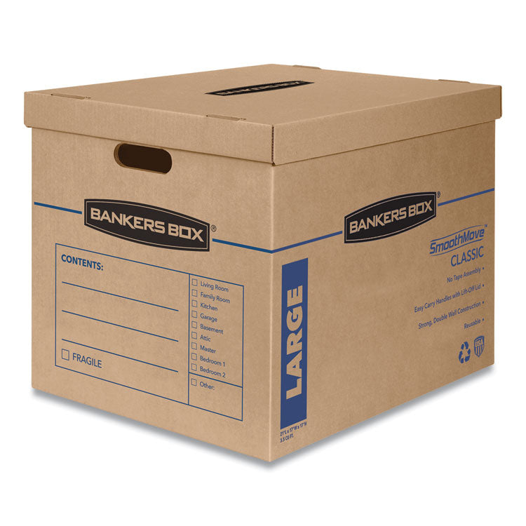 SmoothMove Classic Moving/Storage Boxes, Half Slotted Container (HSC), Large, 17" x 21" x 17", Brown/Blue, 5/Carton 1