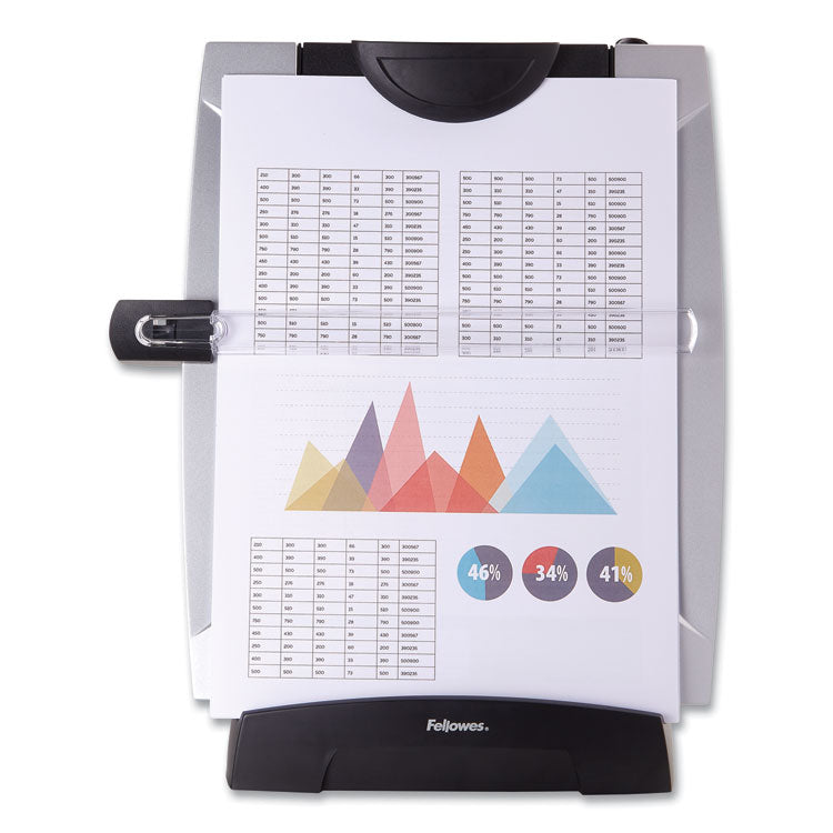 Office Suites Desktop Copyholder With Memo Board, 150 Sheet Capacity, Plastic, Black/silver 2