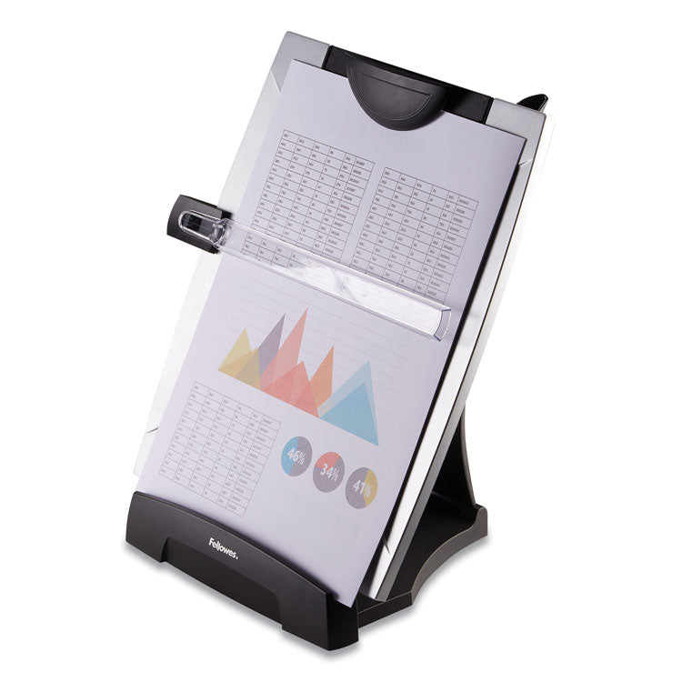 Office Suites Desktop Copyholder With Memo Board, 150 Sheet Capacity, Plastic, Black/silver 1