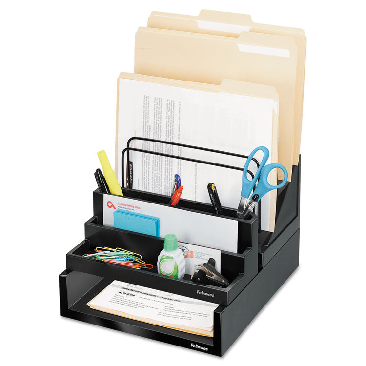 Designer Suites Desktop Organizer, 7 Compartments, Plastic, 11.13 x 5 x 3.78, Black Pearl 2