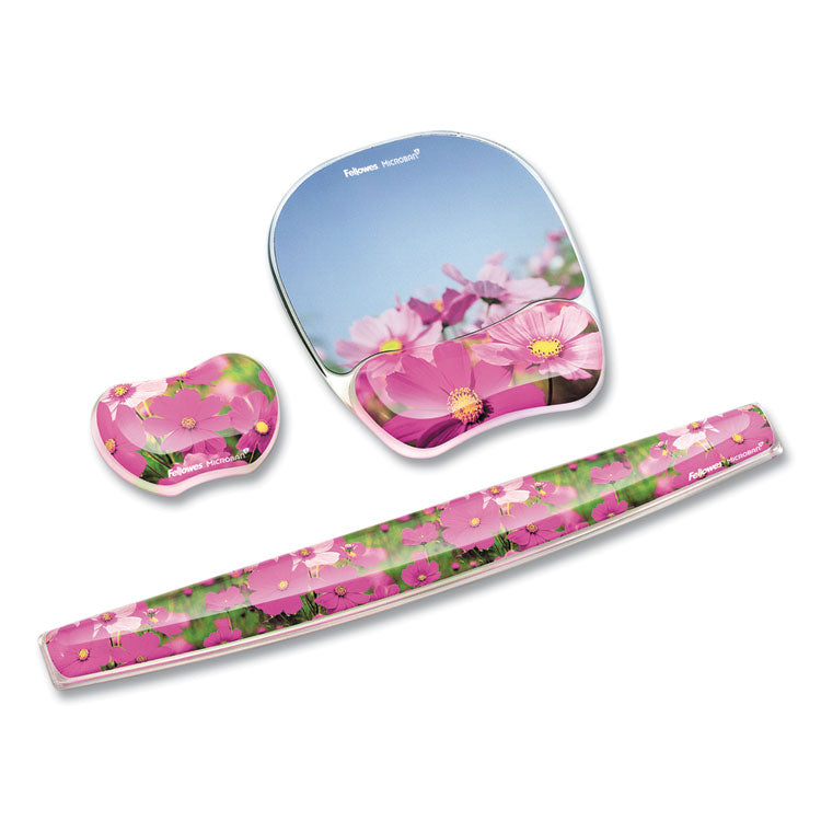 Photo Gel Mouse Pad with Wrist Rest with Microban Protection, 9.25 x 7.87, Pink Flowers Design 3