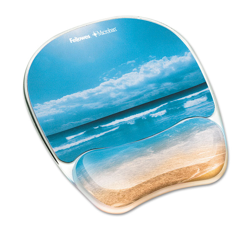 Photo Gel Mouse Pad with Wrist Rest with Microban Protection, 7.87 x 9.25, Sandy Beach Design 1