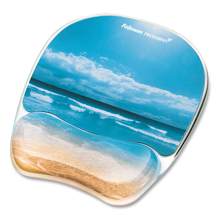 Photo Gel Mouse Pad with Wrist Rest with Microban Protection, 7.87 x 9.25, Sandy Beach Design 2