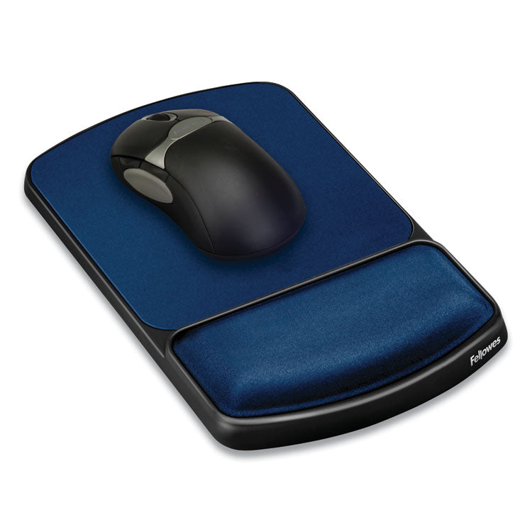 Gel Mouse Pad with Wrist Rest, 6.25 x 10.12, Black/Sapphire 2