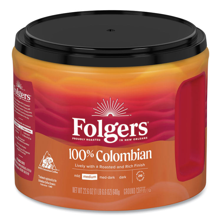 100% Columbian Coffee, 22.6 oz Canister, 6/Carton 2