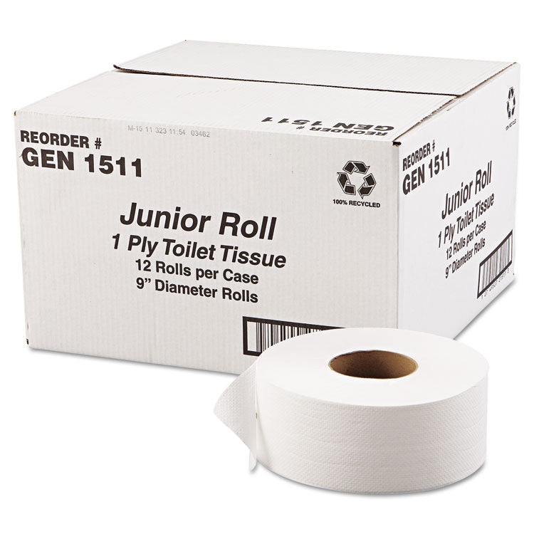 JRT Jumbo Bath Tissue, Septic Safe, 1-Ply, White, 3.3 x 1,200 ft, 12 Rolls/Carton 2