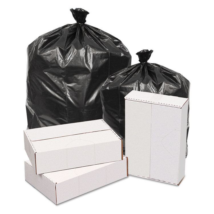 Waste Can Liners, 60 gal, 40.64 mic, 38" x 58", Black, 10 Bags/Roll, 10 Rolls/Carton 1