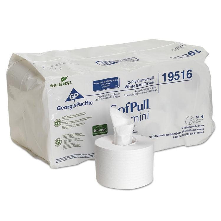 SofPull Mini Centerpull Bath Tissue, Septic Safe, 2-Ply, White, 500 Sheets/Roll, 16 Rolls/Carton 1