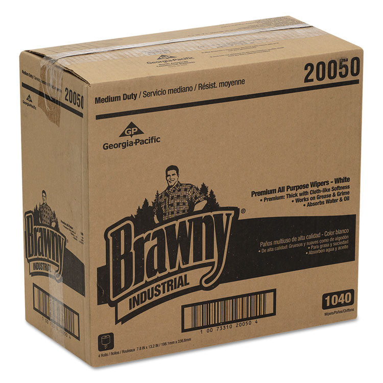 Medium Duty Premium DRC Wipers, 7.78 x 13.25, Unscented, White, 260/Roll, 4 Rolls/Carton 2