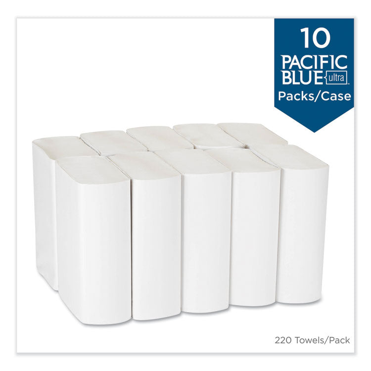 Pacific Blue Ultra Folded Paper Towels, 1-Ply, 10.2 x 10.8, White, 220/Pack, 10 Packs/Carton 4