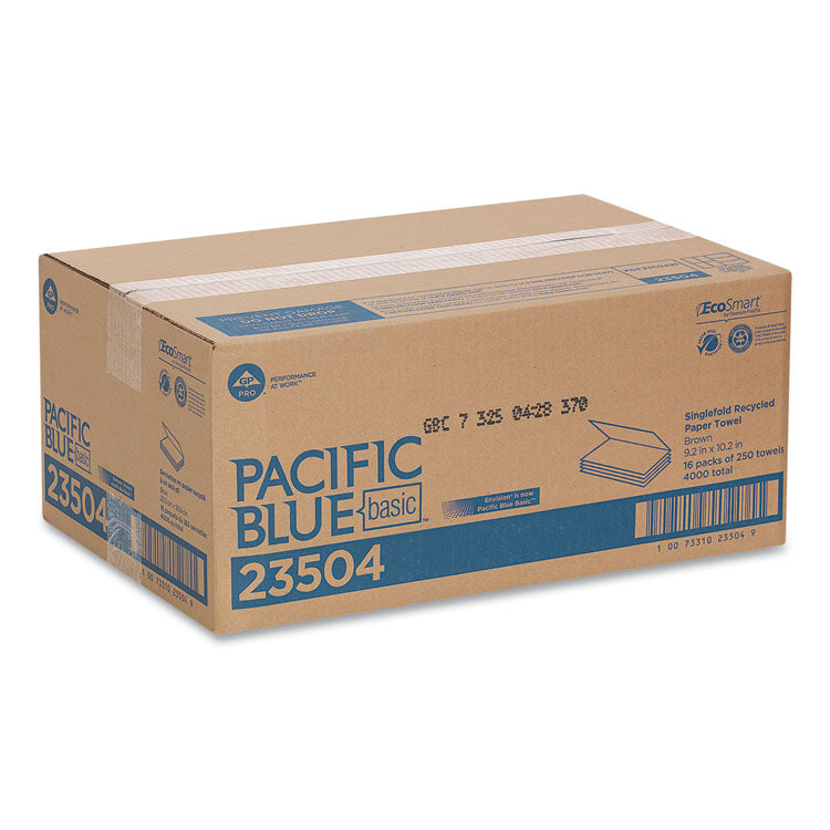 Pacific Blue Basic S-Fold Paper Towels, 1-Ply, 10.25 x 9.25, Brown, 250/Pack, 16 Packs/Carton 3