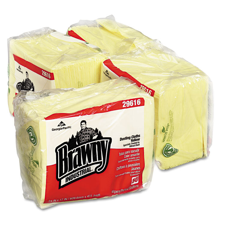 Dusting Cloths Quarterfold, 17 x 24, Unscented, Yellow, 50/Pack, 4 Packs/Carton 4