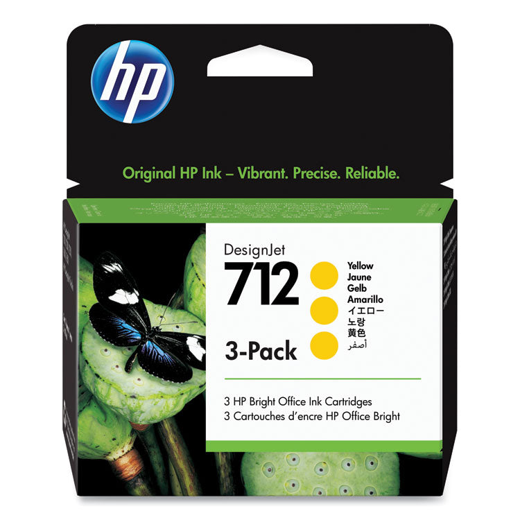 HP 712, (3ed79a) 3-Pack Yellow Original Ink Cartridges 1